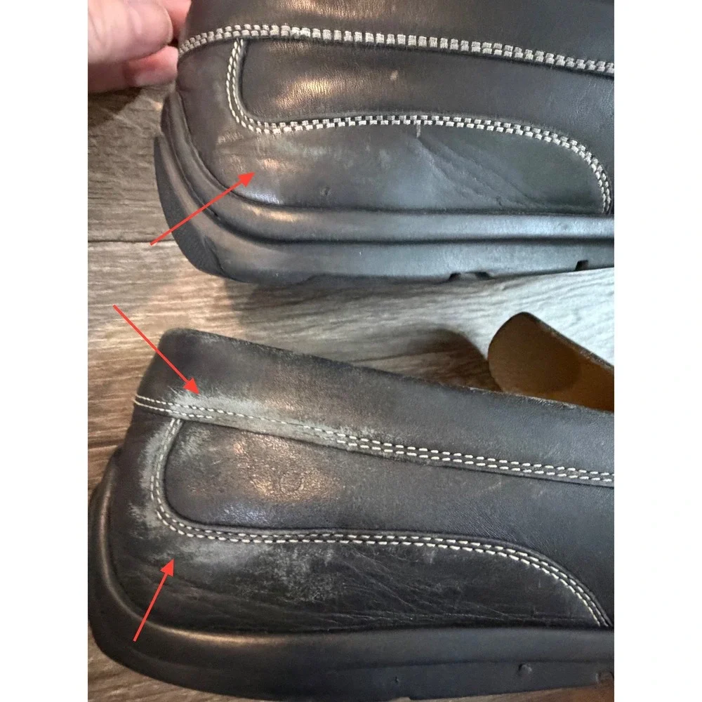 ECCO Mens Black Leather‎ Driving Loafers Slip On Shoes Size 47/ US 13- 13.5